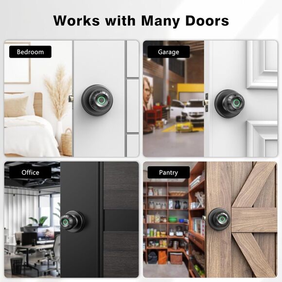 SOOWAY Smart Door Knob - Fingerprint Biometric Door Lock Smart Doorknob - Picture 4 of 7